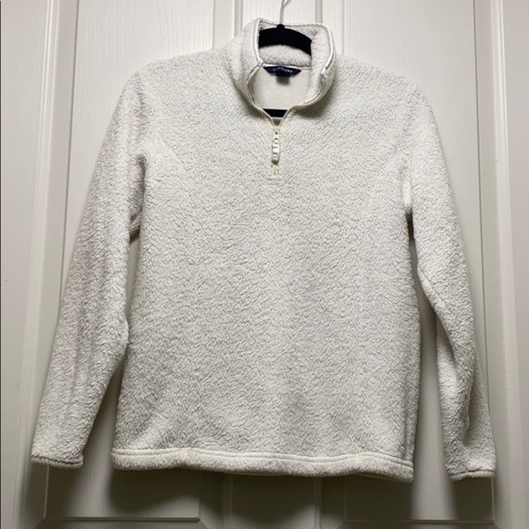 Land’s End  Sz 14 (girls) 3/4 zip jacket Crème - Picture 1 of 5